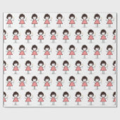 Strichmännchen Girl in Sneakers on White Geschenkpapier (Flach)