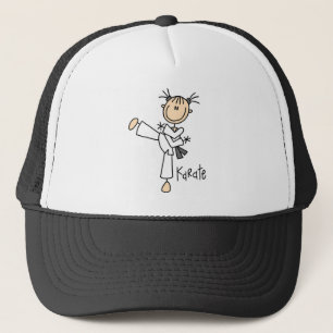 Strichmännchen Girl Karate T - Shirt und Geschenk Truckerkappe