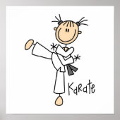 Strichmännchen Girl Karate T - Shirt und Geschenke Poster (Vorne)