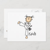 Strichmännchen Girl Karate T - Shirt und Geschenke Postkarte (Vorne/Hinten)