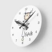 Strichmännchen Girl Karate T - Shirt und Geschenke Runde Wanduhr (Winkel)