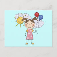 Strichmännchen Girl mit Balloons T - Shirt und Ges