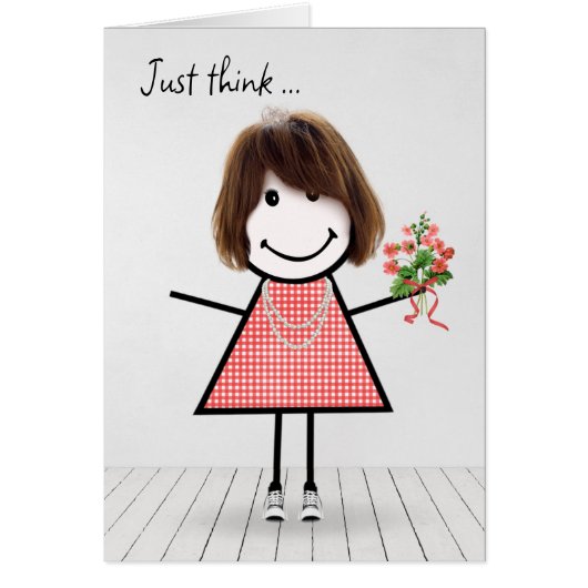 Strichmännchen Girl mit Birthday Bouquet (Vorne)