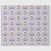 Strichmännchen Girl mit Bridal Text auf Lila Geschenkpapier (Flach)