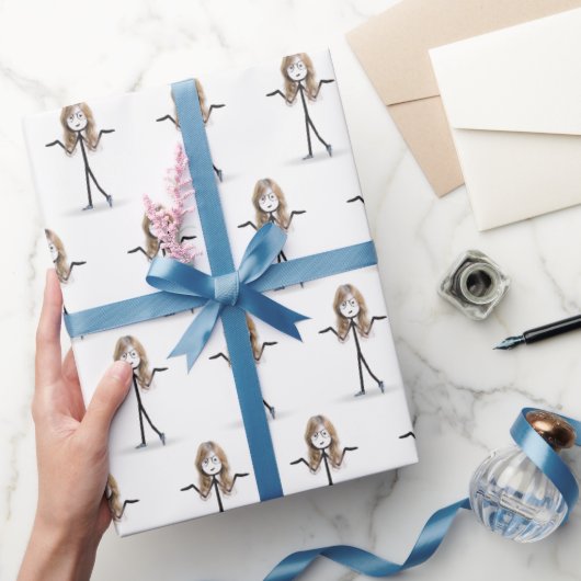 Strichmännchen Girl mit Brillensneaker Geschenkpapier (Schenken)
