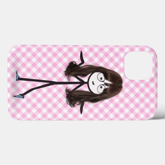 Strichmännchen Girl mit dunklem Haar Case-Mate iPhone Hülle (Rückseite (Horizontal))