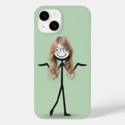 Strichmännchen Girl mit Haar und Brille Case-Mate iPhone Hülle (Rückseite)