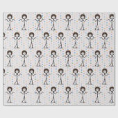 Strichmännchen Girl mit Haar und Brille Geschenkpapier (Flach)