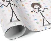 Strichmännchen Girl mit Haar und Brille Geschenkpapier (Rolleneckpunkt)
