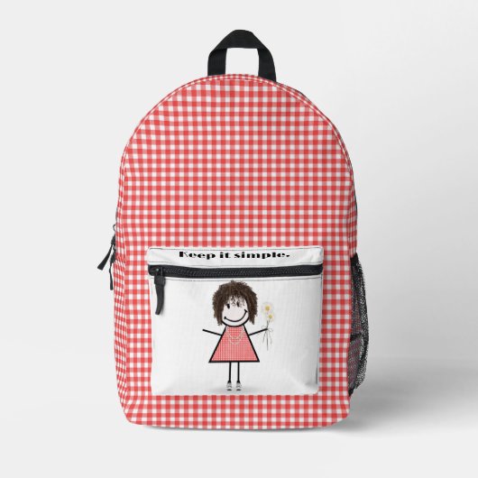 Strichmännchen Girl mit Inspirierend Angebot Bedruckter Rucksack (Vorderseite)