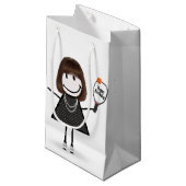 Strichmännchen Girl mit Pickleball Kleine Geschenktüte (Vorderseite Schrägansicht)