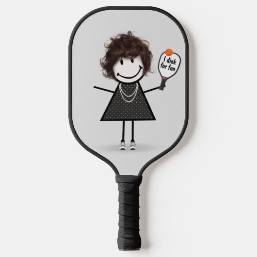 Strichmännchen Girl mit Pickleball Paddle (Vorderseite)