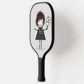 Strichmännchen Girl mit Pickleball Paddle (Links)