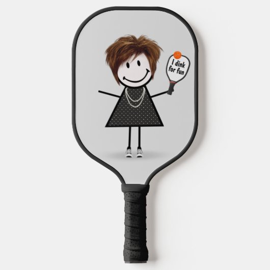 Strichmännchen Girl mit Pickleball Paddle (Vorderseite)