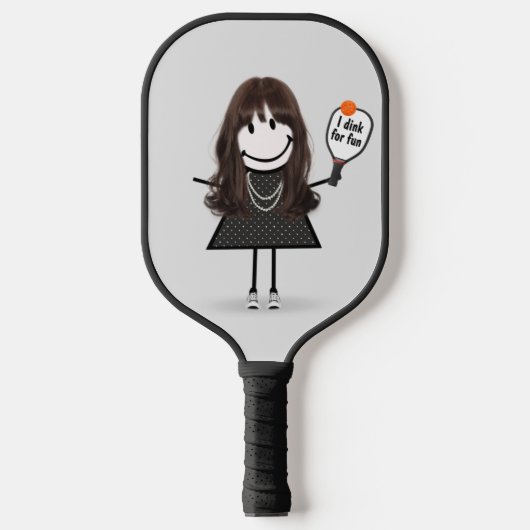 Strichmännchen Girl mit Pickleball Paddle (Vorderseite)