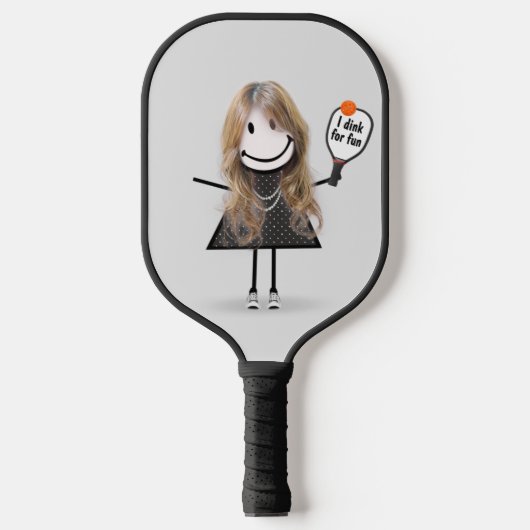 Strichmännchen Girl mit Pickleball Paddle (Vorderseite)