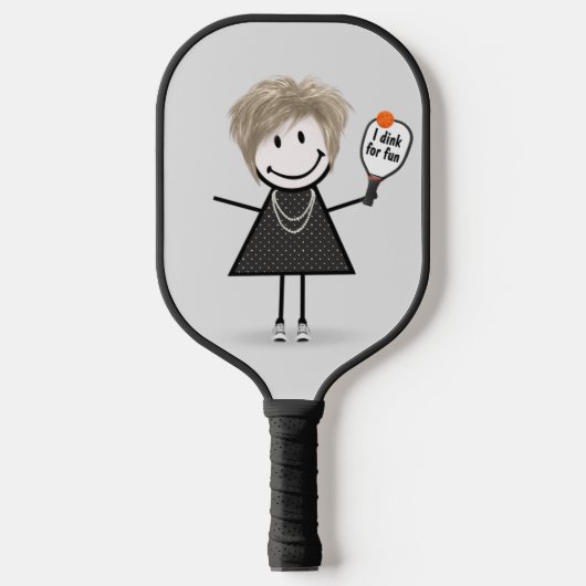 Strichmännchen Girl mit Pickleball Paddle (Vorderseite)