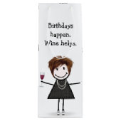 Strichmännchen Girl mit Rotem Wein Geschenktüte Für Weinflaschen (Vorderseite)