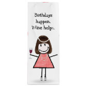 Strichmännchen Girl mit Rotem Wein Geschenktüte Für Weinflaschen (Vorderseite)