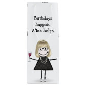 Strichmännchen Girl mit Rotem Weinglas Geschenktüte Für Weinflaschen (Vorderseite)