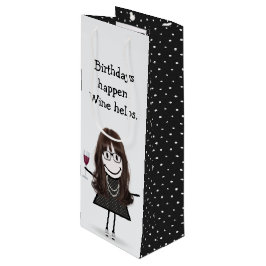 Strichmännchen Girl mit Rotem Weinglas Geschenktüte Für Weinflaschen