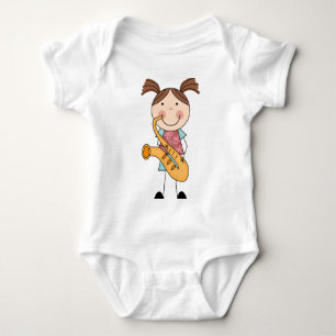 Strichmännchen Girl mit Saxophon Baby Strampler
