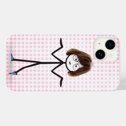 Strichmännchen Girl mit Sneakers auf Gingham Case-Mate iPhone Hülle (Rückseite (Horizontal))