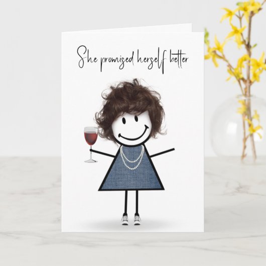 Strichmännchen Girl mit Sneakers Karte (Gelbe Blume)