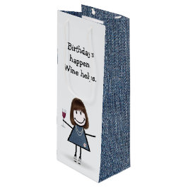 Strichmännchen Girl mit Wein Geschenktüte Für Weinflaschen