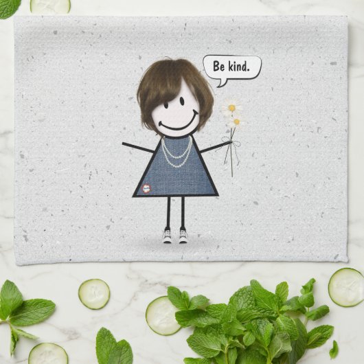 Strichmännchen Girl mit Zitat Geschirrtuch (Gefaltet)