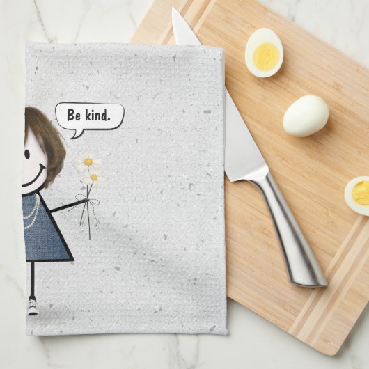 Strichmännchen Girl mit Zitat Geschirrtuch (Viertel Falte)