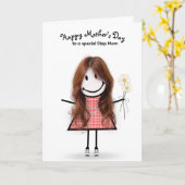 Strichmännchen Girl Mother's Day für Stepama Karte (Gelbe Blume)