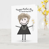 Strichmännchen Girl Mother's Day für Stepama Karte (Gelbe Blume)