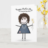 Strichmännchen Girl Mother's Day für Stepama Karte (Gelbe Blume)
