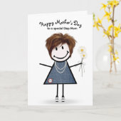 Strichmännchen Girl Mother's Day für Stepama Karte (Gelbe Blume)