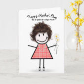 Strichmännchen Girl Mother's Day für Stepama Karte (Gelbe Blume)