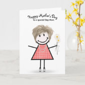 Strichmännchen Girl Mother's Day für Stepama Karte (Gelbe Blume)