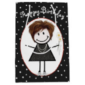 Strichmännchen Girl on Polka Dots Mittlere Geschenktüte (Vorderseite)