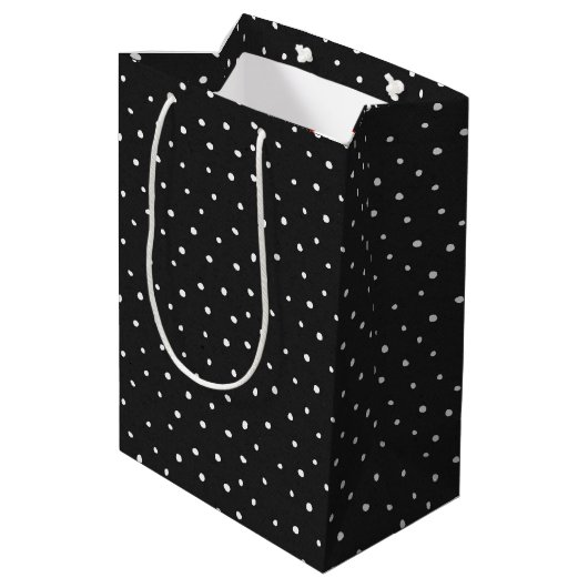 Strichmännchen Girl on Polka Dots Mittlere Geschenktüte (Rückseite Schrägansicht)