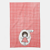 Strichmännchen Girl on Red Gingham Geschirrtuch (Vertikal)