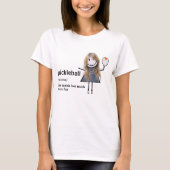 Strichmännchen Girl Pickleball und Paddle T-Shirt (Vorderseite)
