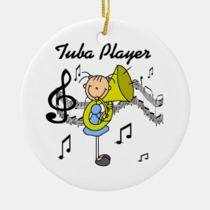Strichmännchen Girl Tuba Player T - Shirt und GIf Keramik Ornament