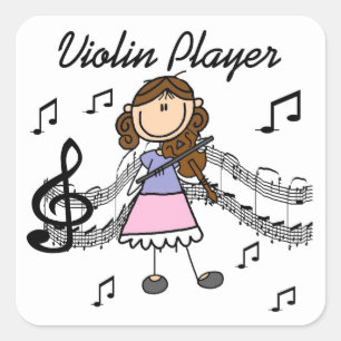 Strichmännchen Girl Violin Player Sticker