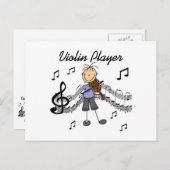 Strichmännchen Girl Violin Player T - Shirt und Ge Postkarte (Vorne/Hinten)