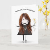 Strichmännchen Girl with Daisicard Karte (Gelbe Blume)