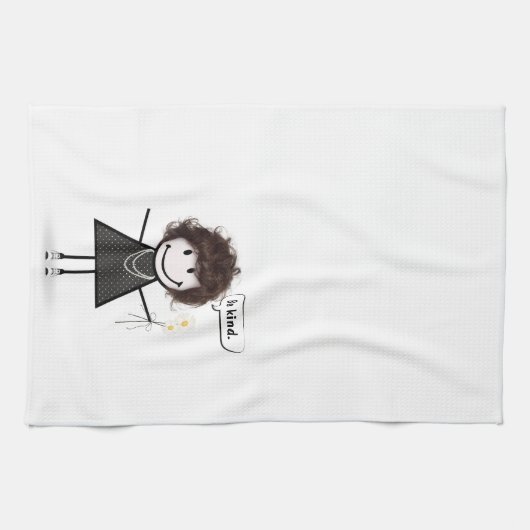 Strichmännchen Girl with Daisies Geschirrtuch (Horizontal)