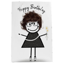 Strichmännchen Girl with Daisies