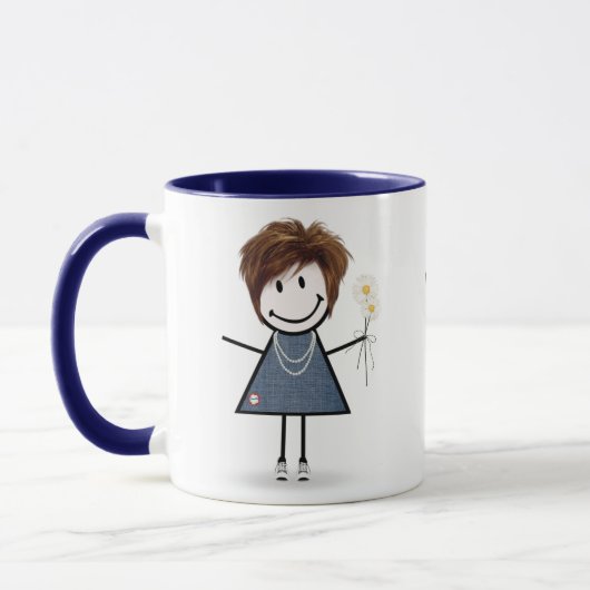 Strichmännchen Girl with Daisies Tasse (Links)