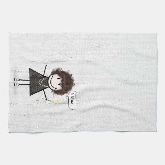 Strichmännchen Girl with Daisis and Quote Geschirrtuch (Horizontal)