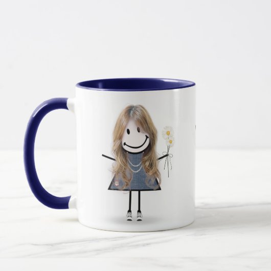 Strichmännchen Girl with Daisis and Quote Tasse (Links)